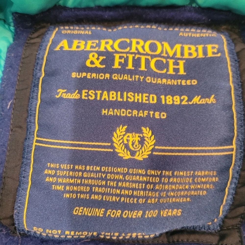 Abercrombie & Fitch Men's Down Puffer Vest Blue Size M